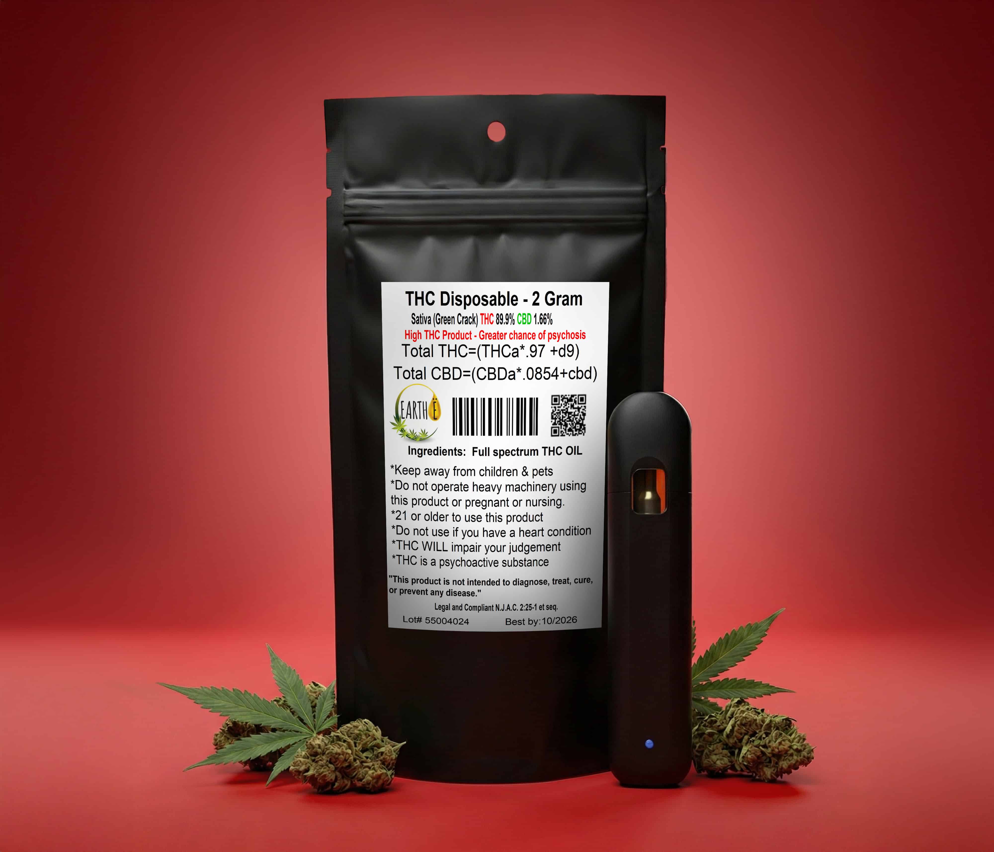 Delta 8 - 2 Gram THC Disposable Vape Cartridge | 1000mg 